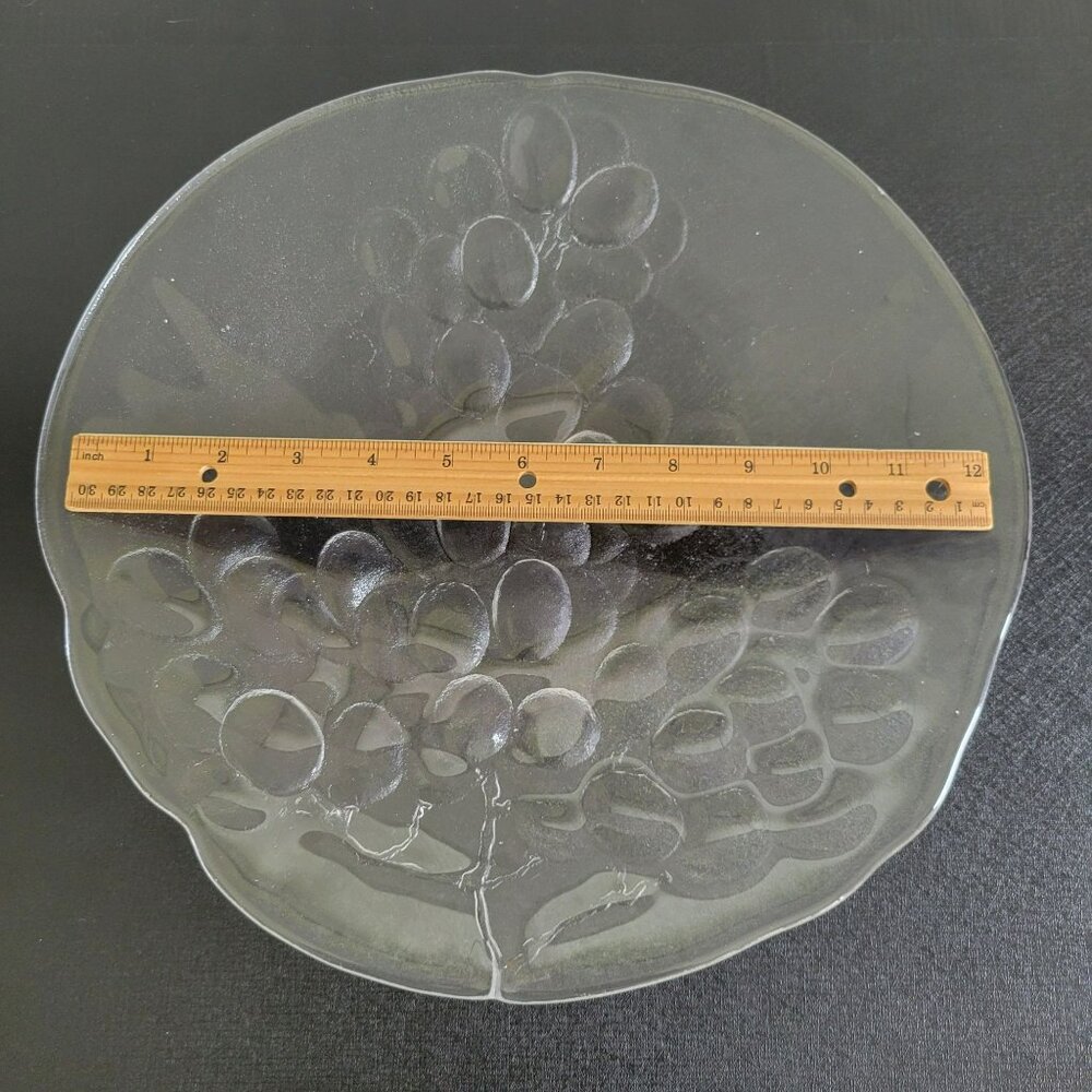 Kosta Boda Grape Large SHALLOW Centerpiece Bowl 13" Textured Glass Sweden Made - Picture 9 of 9